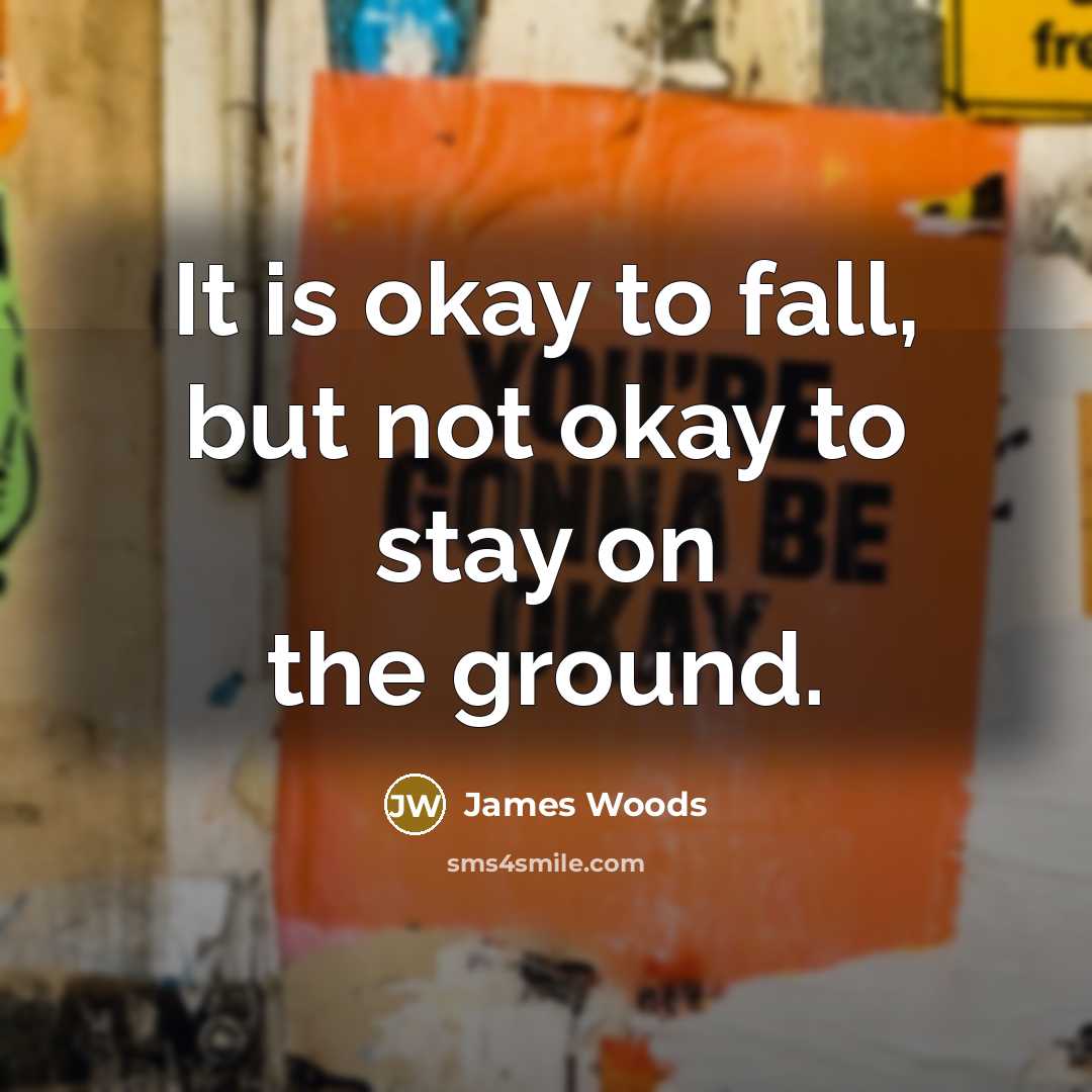 “It is okay to fall, but not okay to stay…” quote by James Woods