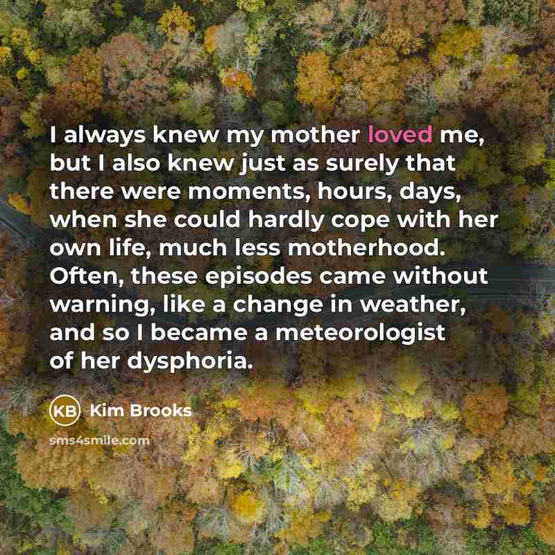 “I always knew my mother loved me, but I also…” quote by Kim Brooks
