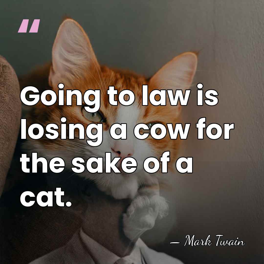 Going to law is losing a cow for the sake of a&hellip; - Mark Twain