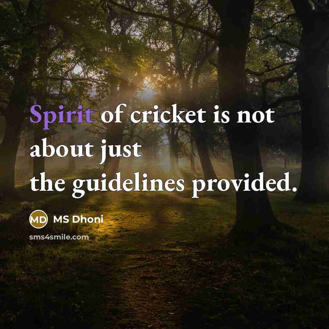 “Spirit of cricket is not about just the guidelines provided.…” quote by MS Dhoni