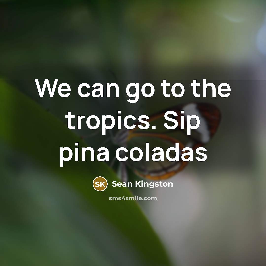 “We can go to the tropics. Sip pina coladas” quote by Sean Kingston