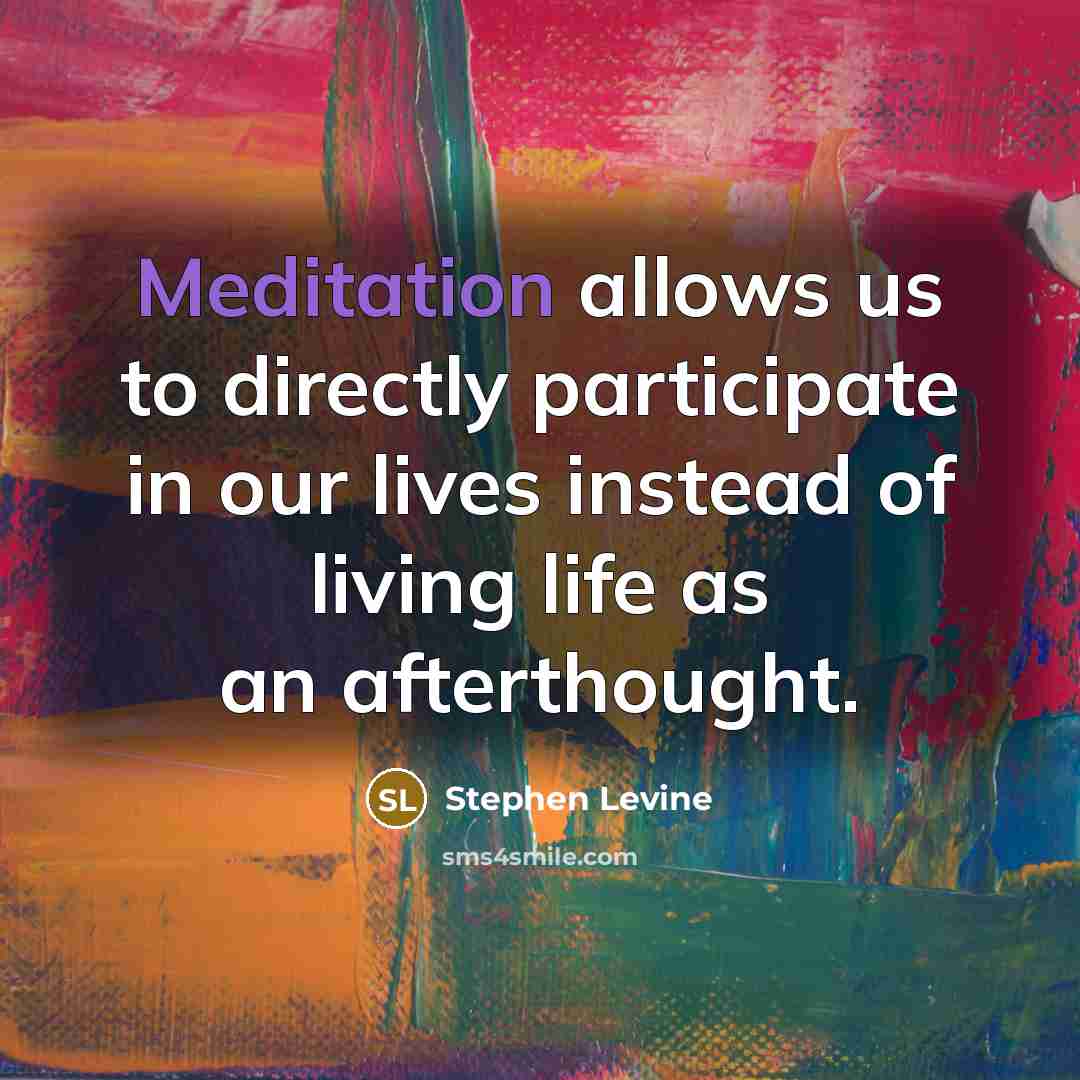 “Meditation allows us to directly participate in our lives instead…” quote by Stephen Levine