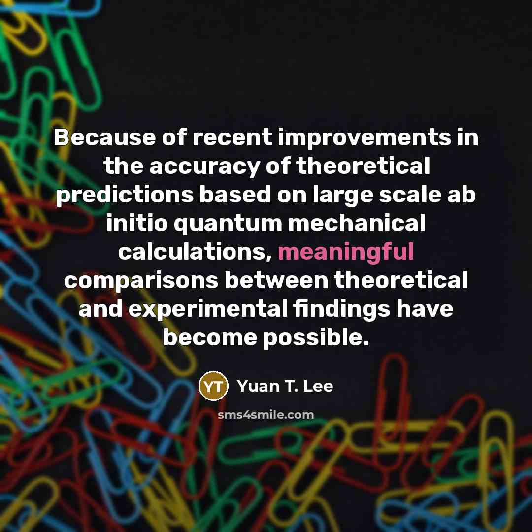 “Because of recent improvements in the accuracy of theoretical predictions…” quote by Yuan T. Lee