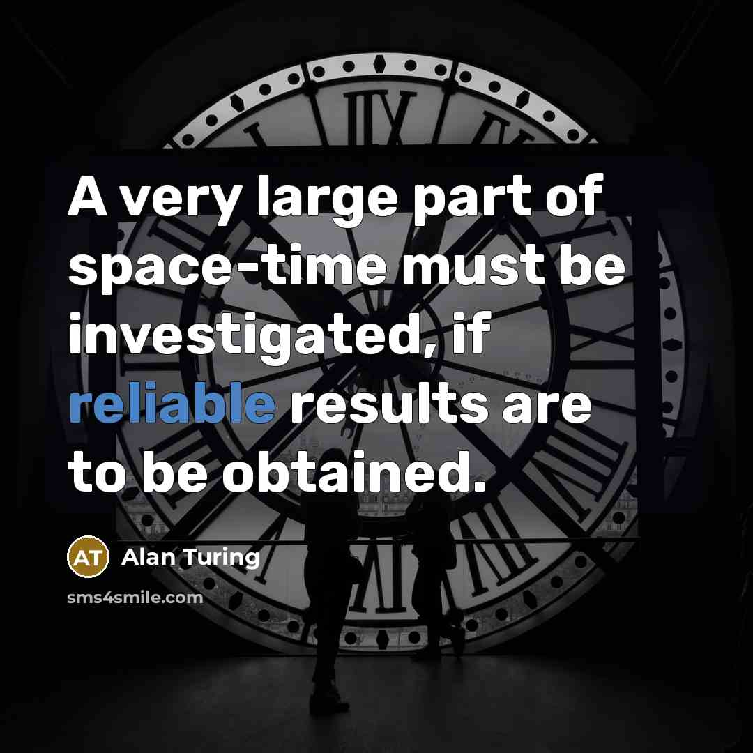 “A very large part of space-time must be investigated, if…” quote by Alan Turing