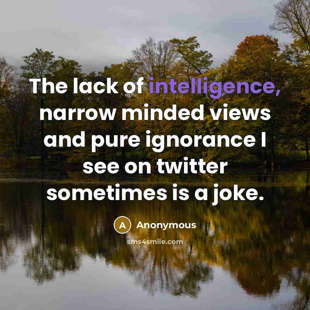“The lack of intelligence, narrow minded views and pure ignorance…” quote by Anonymous
