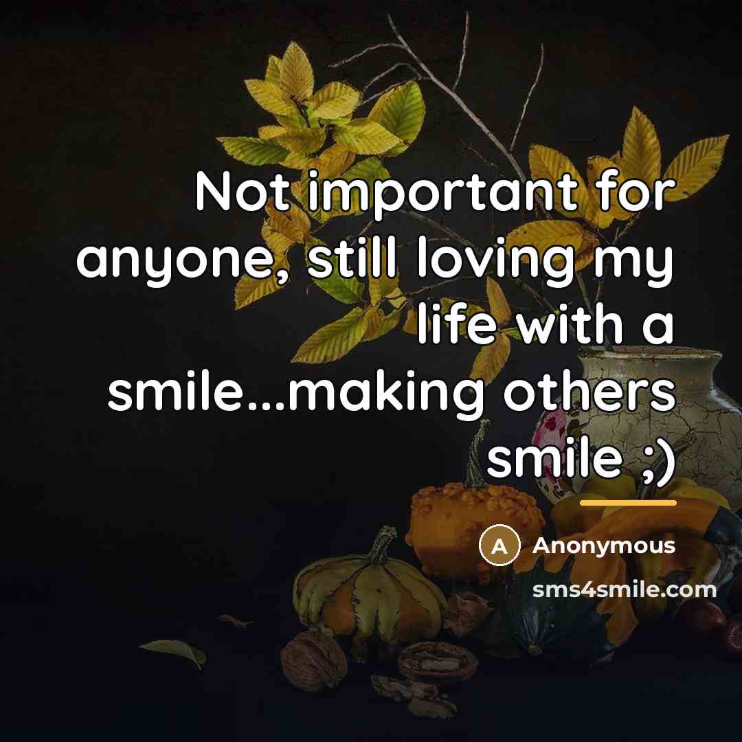“Not important for anyone, still loving my life with a…” quote by Anonymous