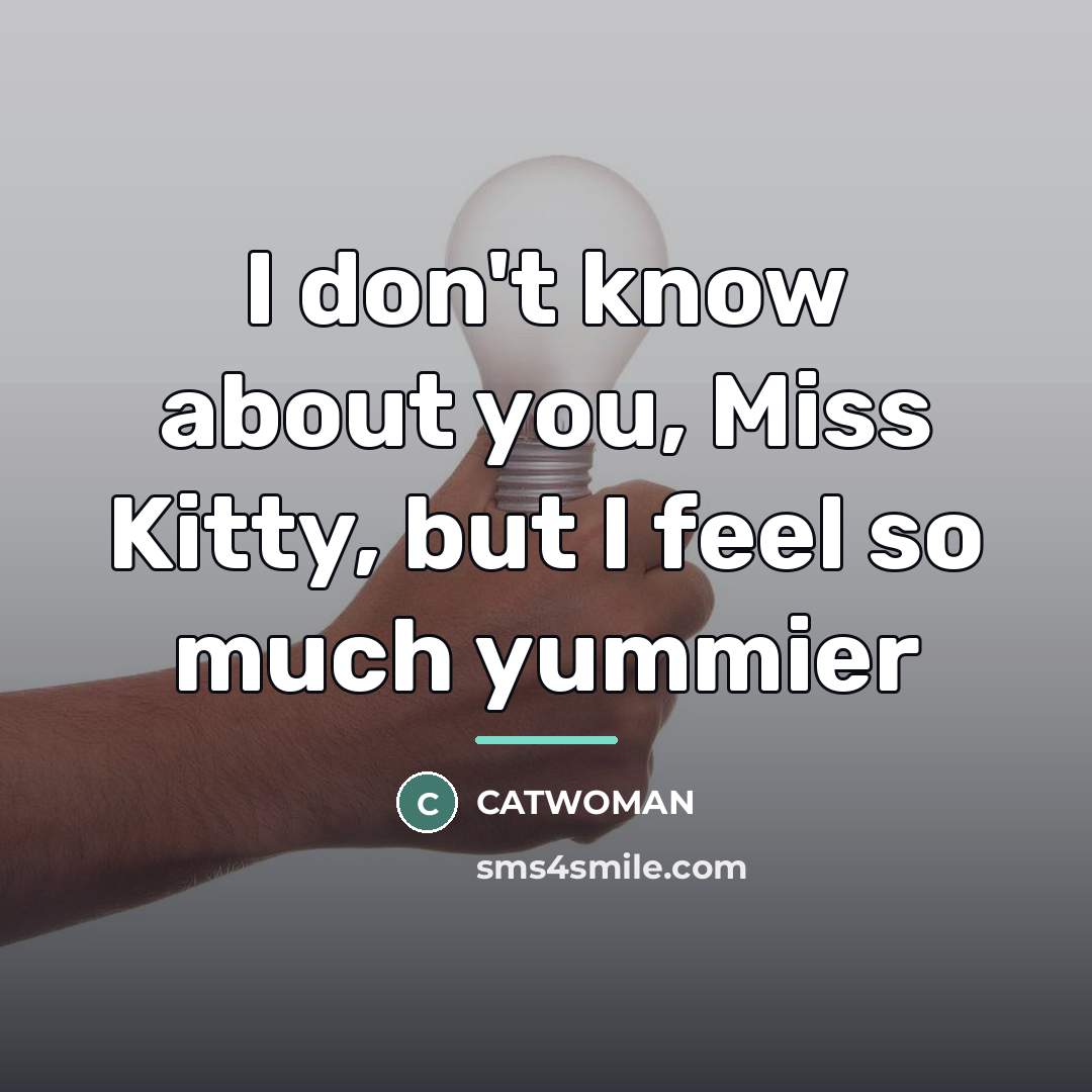 “I don't know about you, Miss Kitty, but I feel…” quote by CATWOMAN