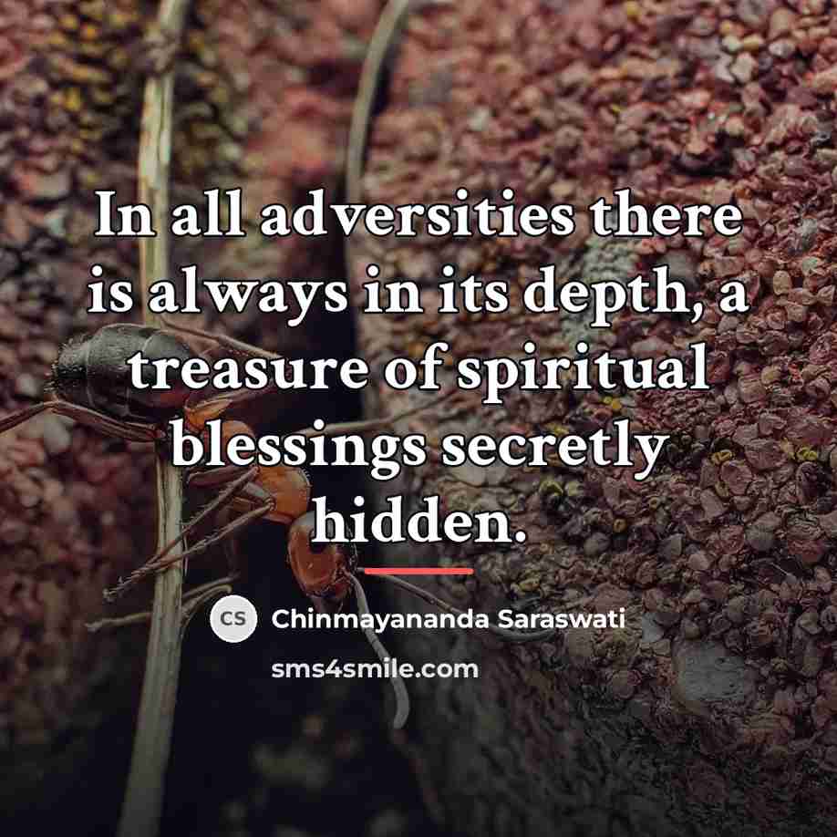 “In all adversities there is always in its depth, a…” quote by Chinmayananda Saraswati