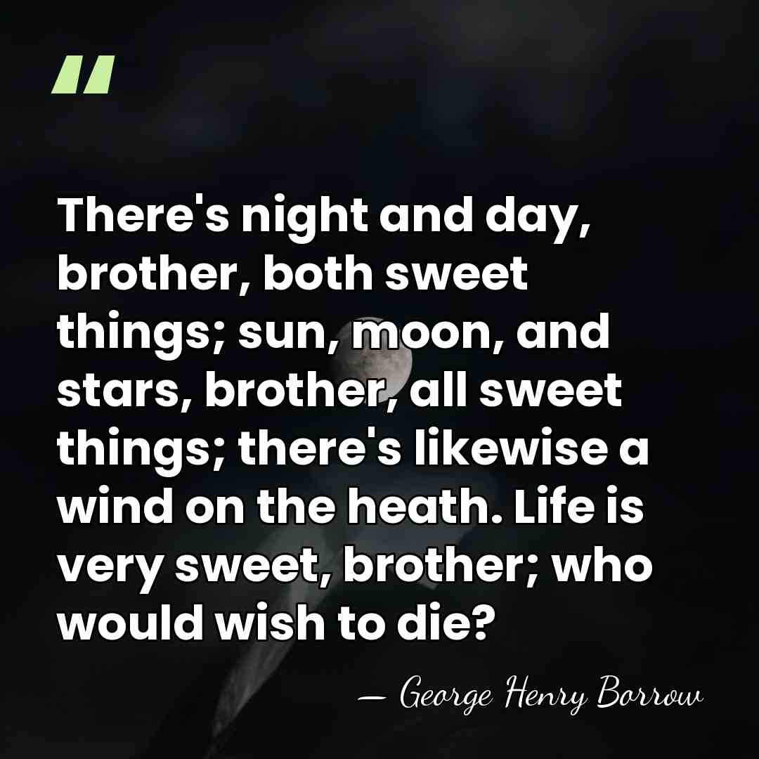 There's night and day, brother, both sweet things; sun, moon, and stars,&hellip; - George Henry Borrow