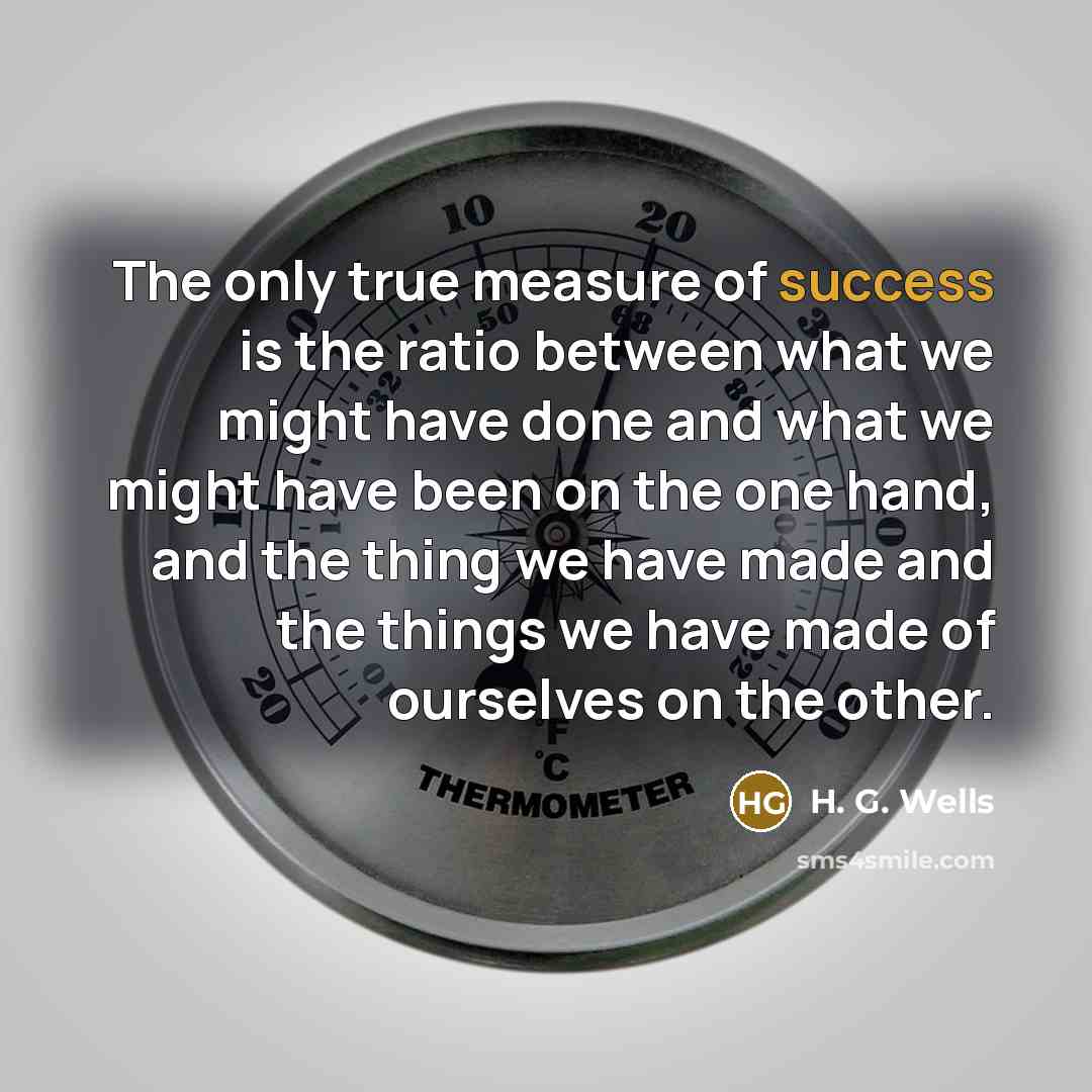 “The only true measure of success is the ratio between…” quote by H. G. Wells