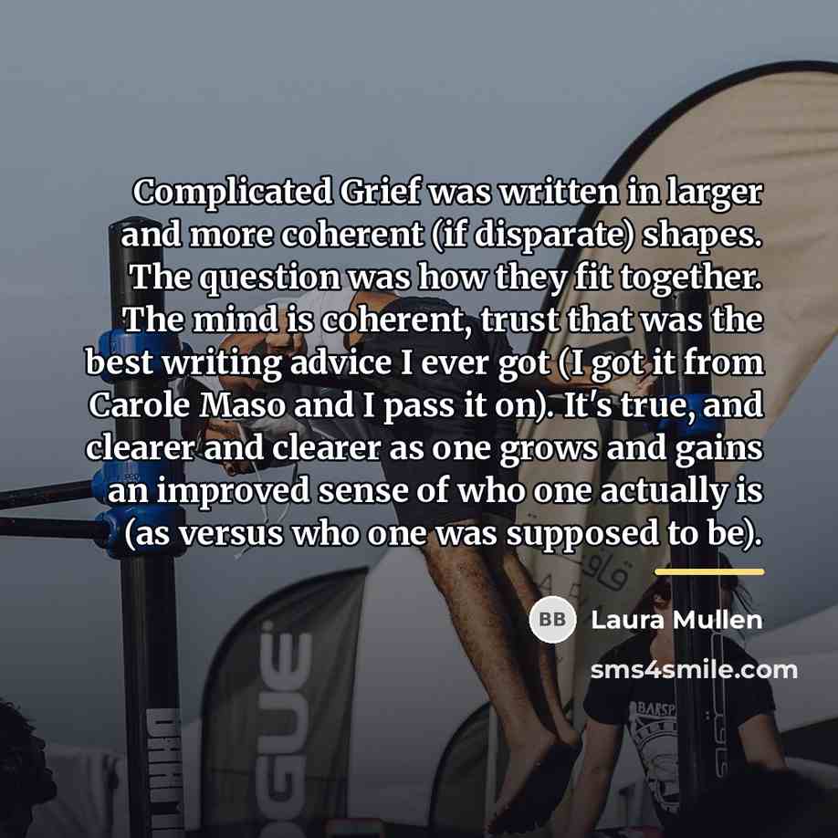 “Complicated Grief was written in larger and more coherent (if…” quote by Laura Mullen