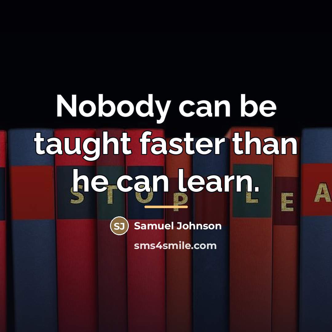 “Nobody can be taught faster than he can learn.…” quote by Samuel Johnson