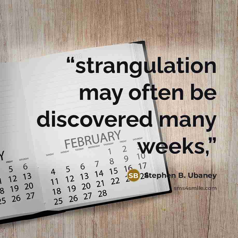 “strangulation may often be discovered many weeks,” quote by Stephen B. Ubaney