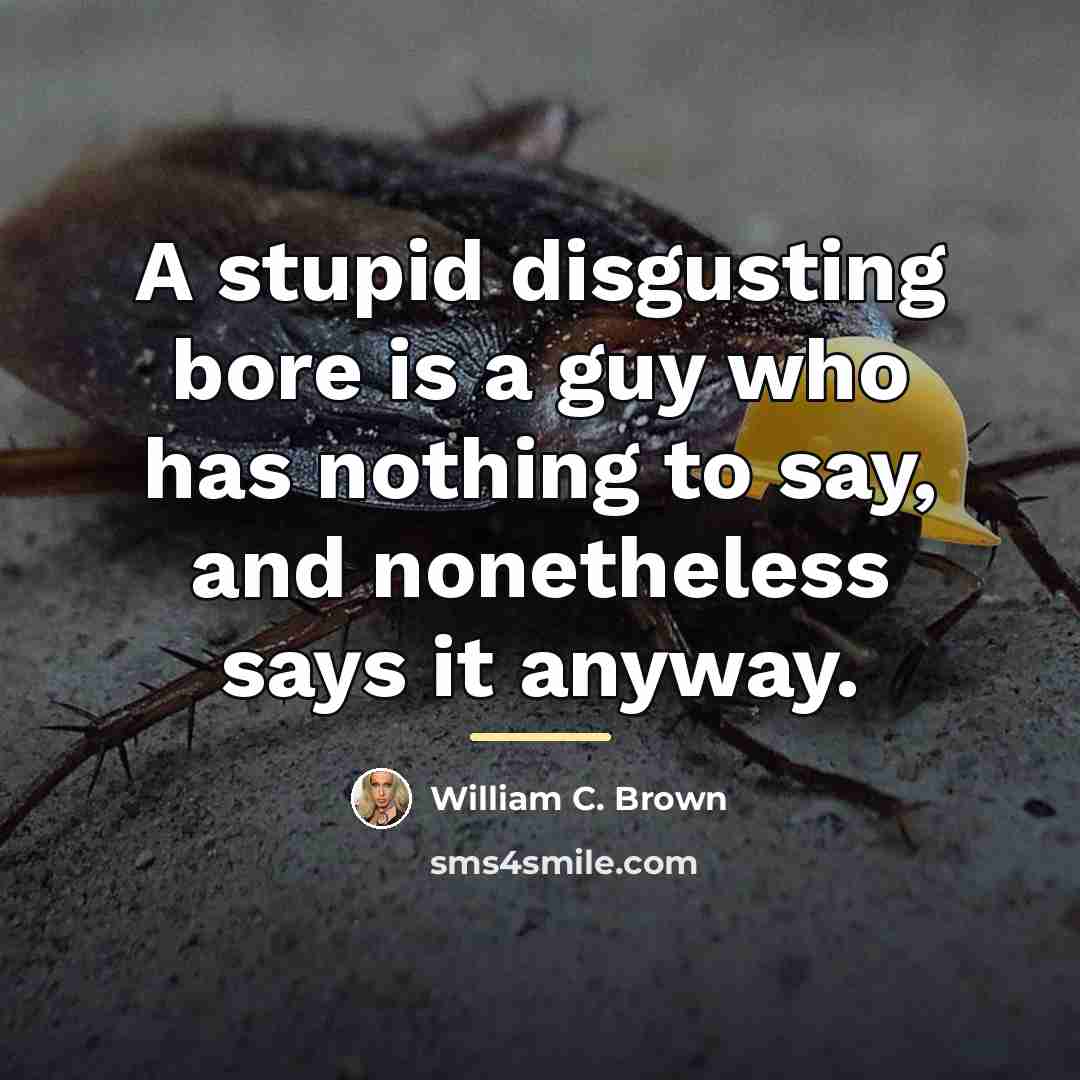 “A stupid disgusting bore is a guy who has nothing…” quote by William C. Brown