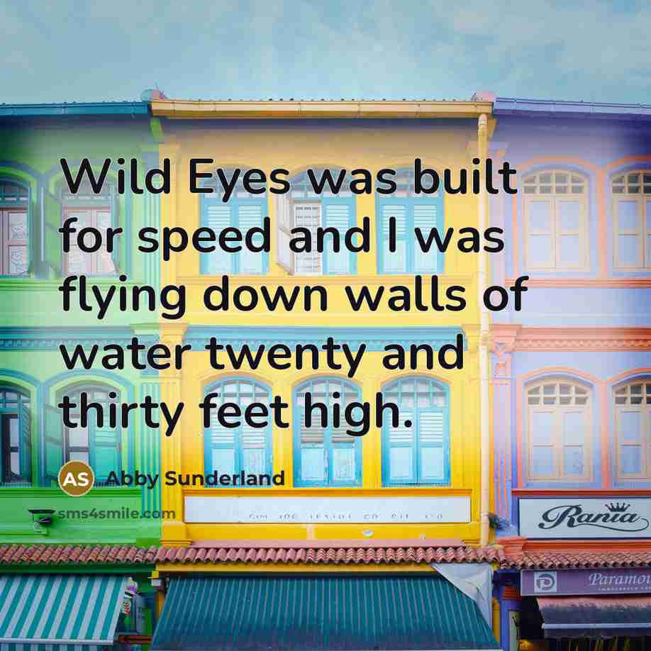 “Wild Eyes was built for speed and I was flying…” quote by Abby Sunderland