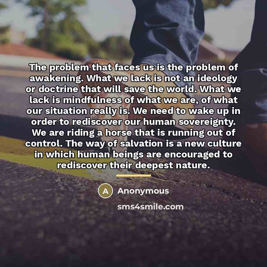 “The problem that faces us is the problem of awakening.…” quote by Anonymous