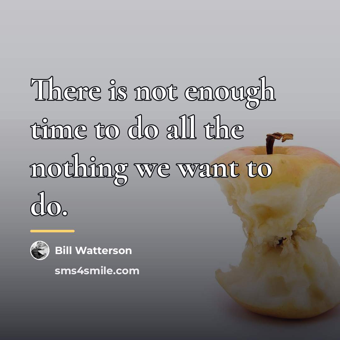 “There is not enough time to do all the nothing…” quote by Bill Watterson