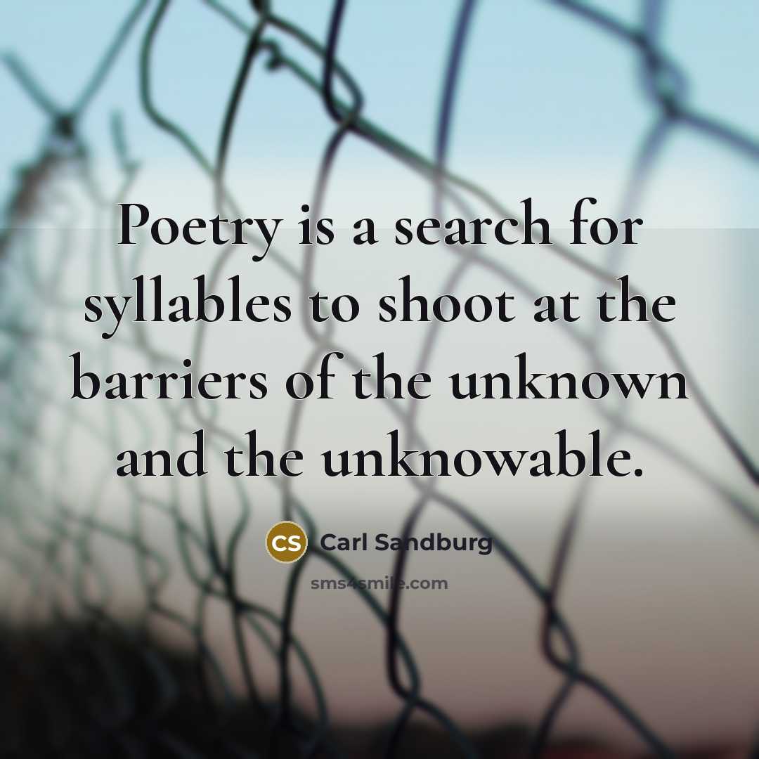 “Poetry is a search for syllables to shoot at the…” quote by Carl Sandburg