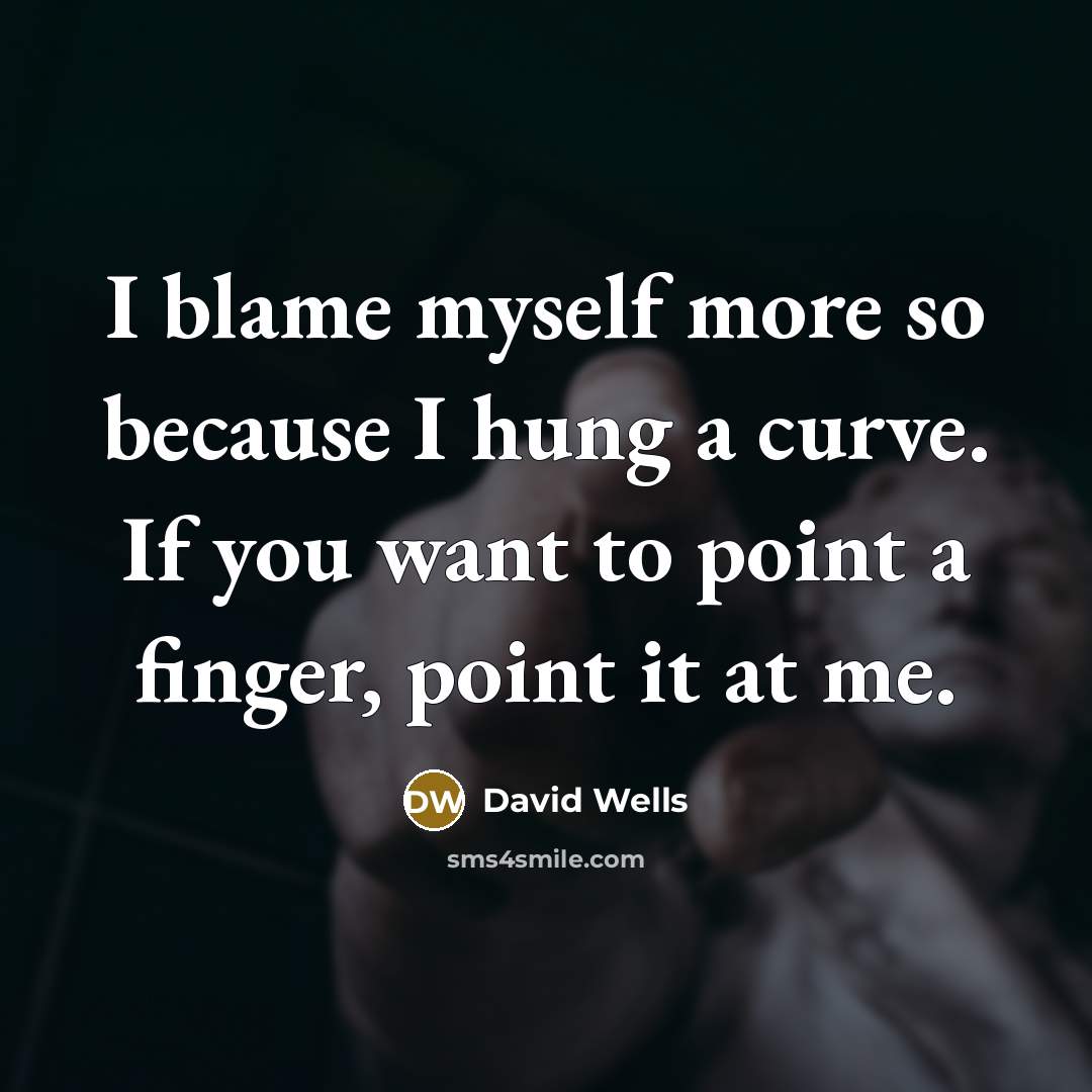 “I blame myself more so because I hung a curve.…” quote by David Wells