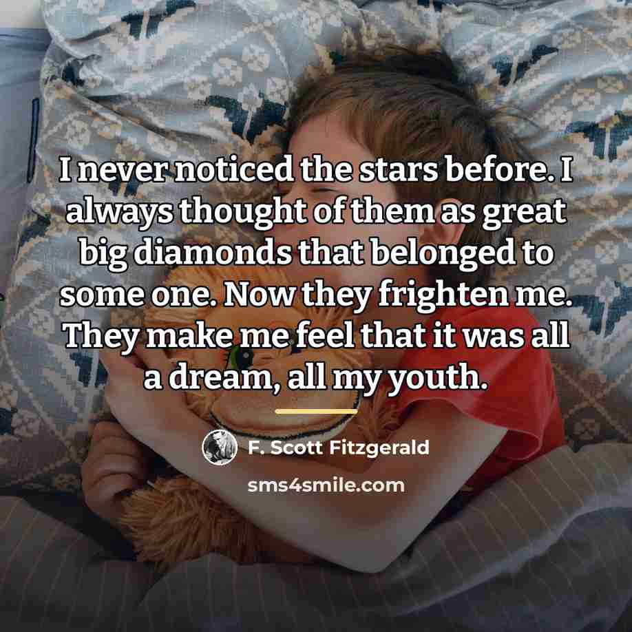 “I never noticed the stars before. I always thought of…” quote by F. Scott Fitzgerald