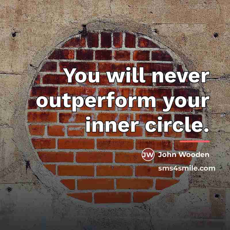 “You will never outperform your inner circle.…” quote by John Wooden