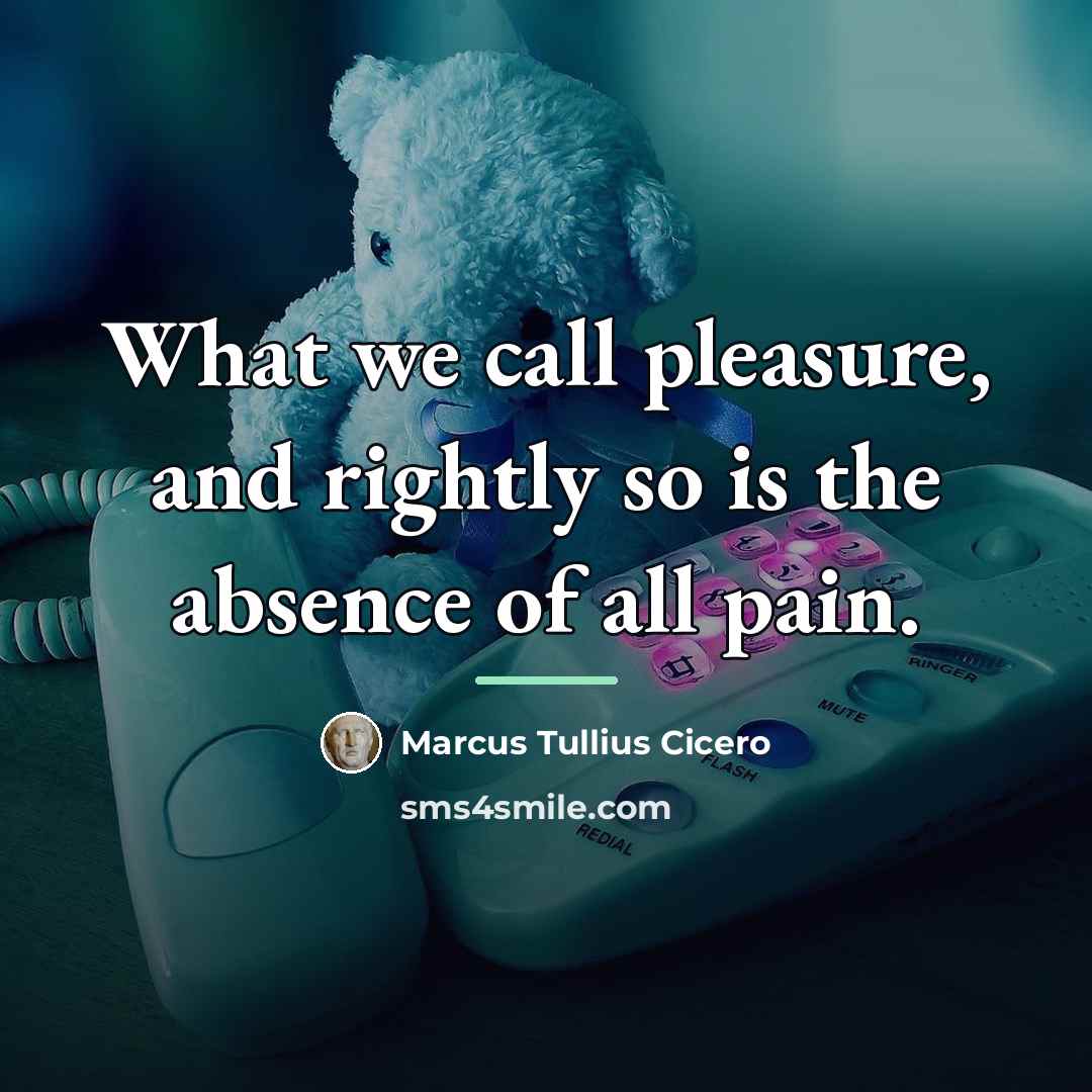 “What we call pleasure, and rightly so is the absence…” quote by Marcus Tullius Cicero