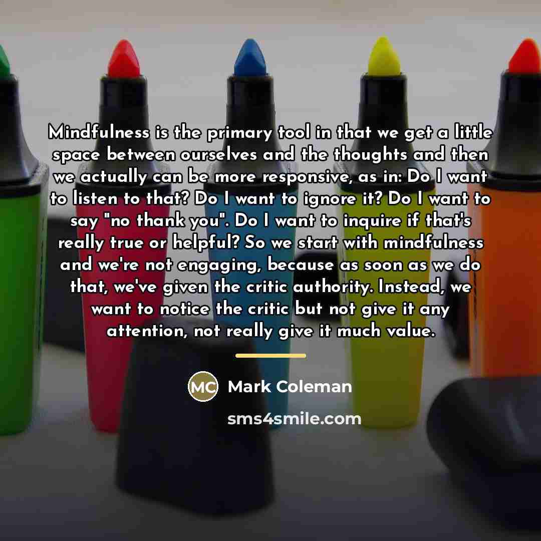 “Mindfulness is the primary tool in that we get a…” quote by Mark Coleman