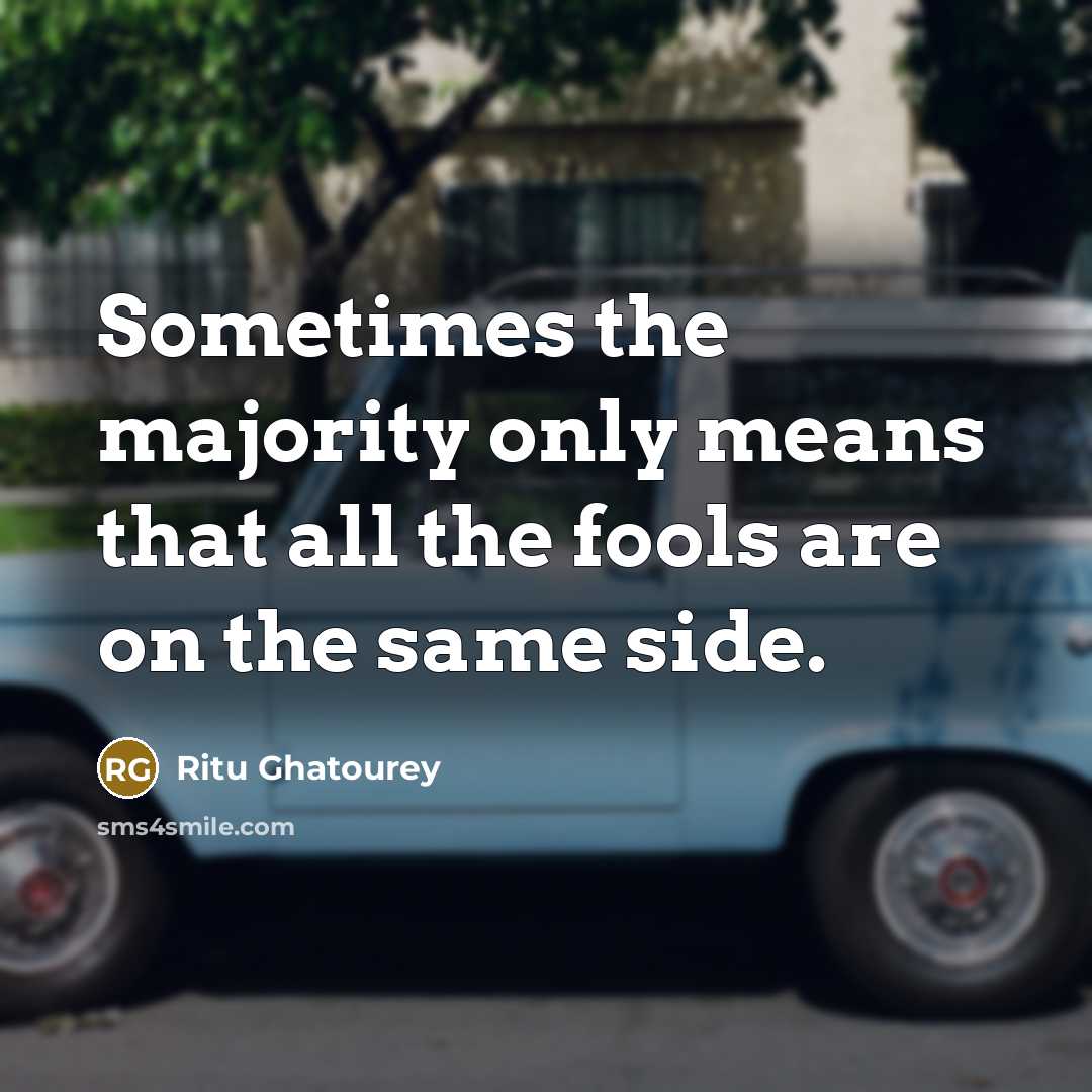 “Sometimes the majority only means that all the fools are on the same side.” quote by Ritu Ghatourey
