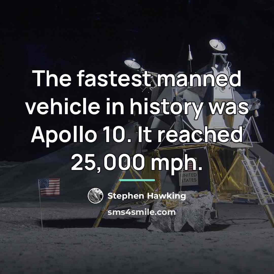 “The fastest manned vehicle in history was Apollo 10. It…” quote by Stephen Hawking