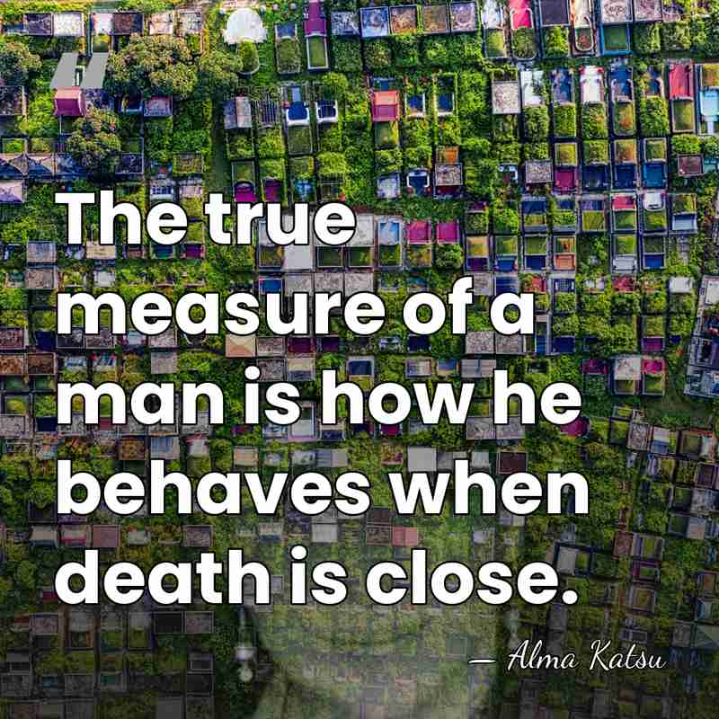 The true measure of a man is how he behaves when death&hellip; - Alma Katsu