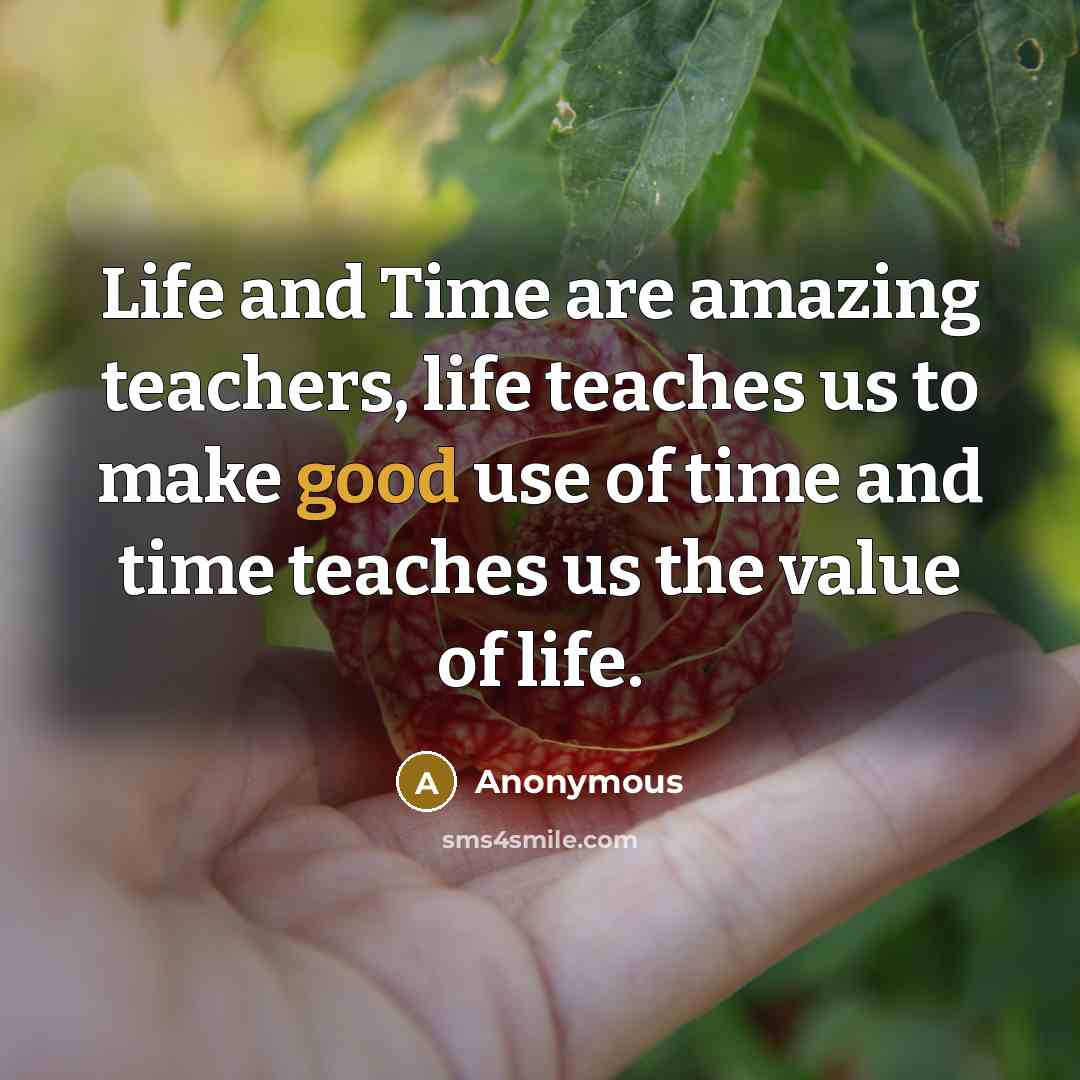 “Life and Time are amazing teachers, life teaches us to…” quote by Anonymous