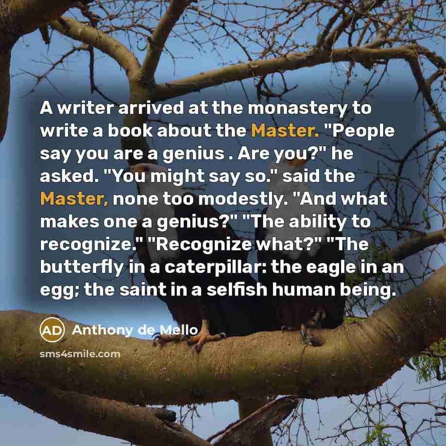 “A writer arrived at the monastery to write a book…” quote by Anthony de Mello