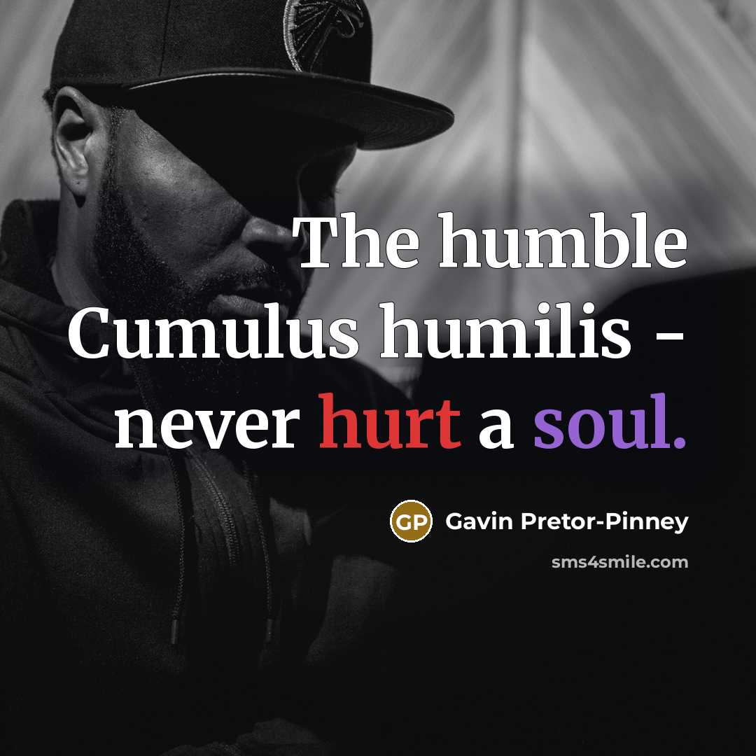 “The humble Cumulus humilis - never hurt a soul.…” quote by Gavin Pretor-Pinney
