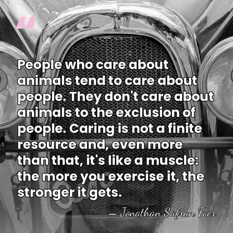 People who care about animals tend to care about people. They don't&hellip; - Jonathan Safran Foer