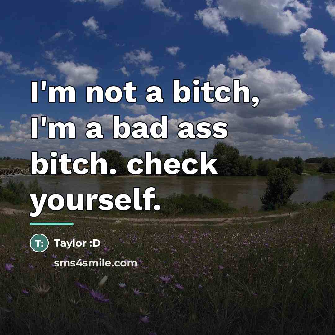“I'm not a bitch, I'm a bad ass bitch. check…” quote by Taylor :D