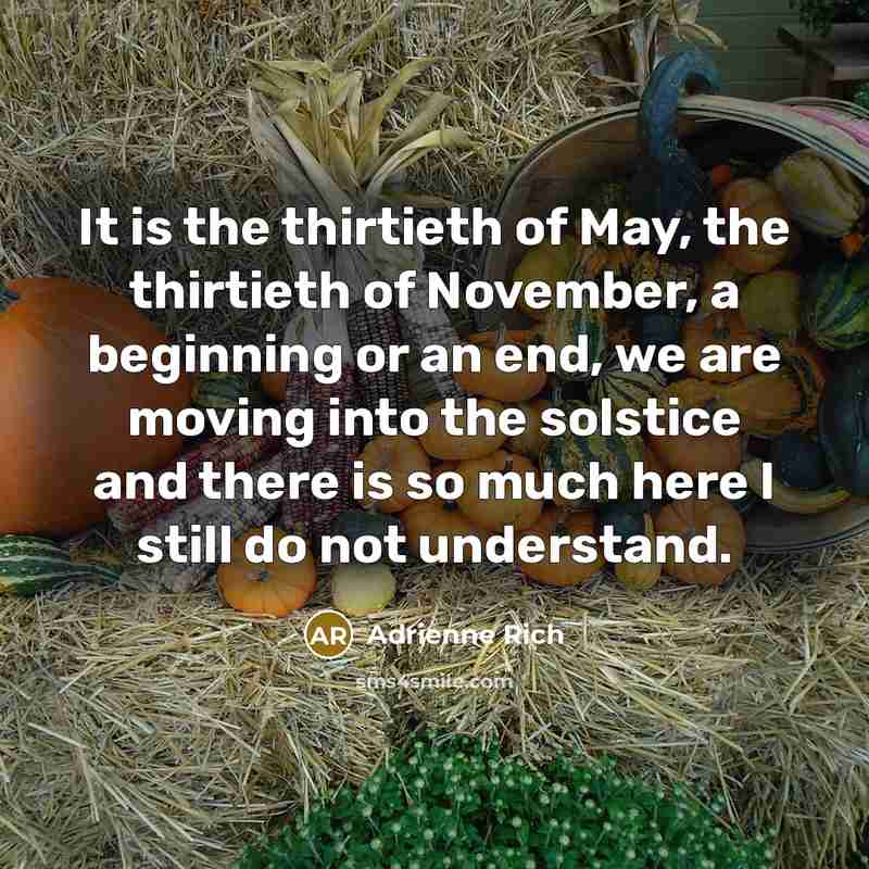 “It is the thirtieth of May, the thirtieth of November,…” quote by Adrienne Rich