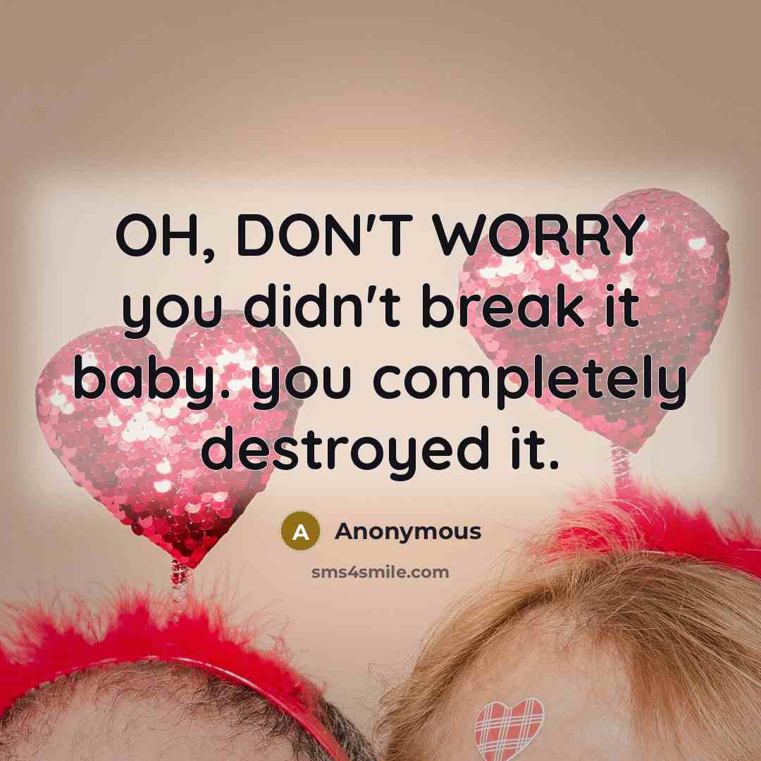 “OH, DON'T WORRY you didn't break it baby. you completely…” quote by Anonymous