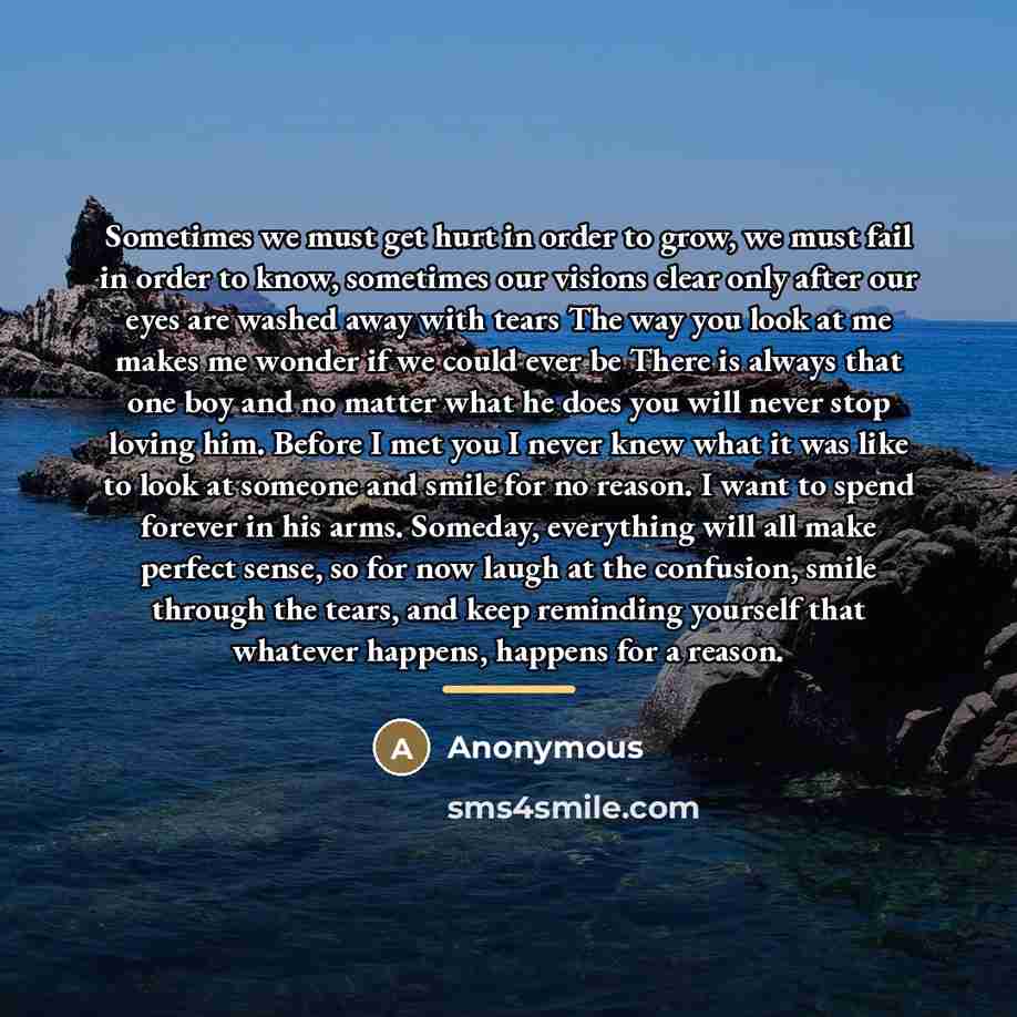 “Sometimes we must get hurt in order to grow, we…” quote by Anonymous