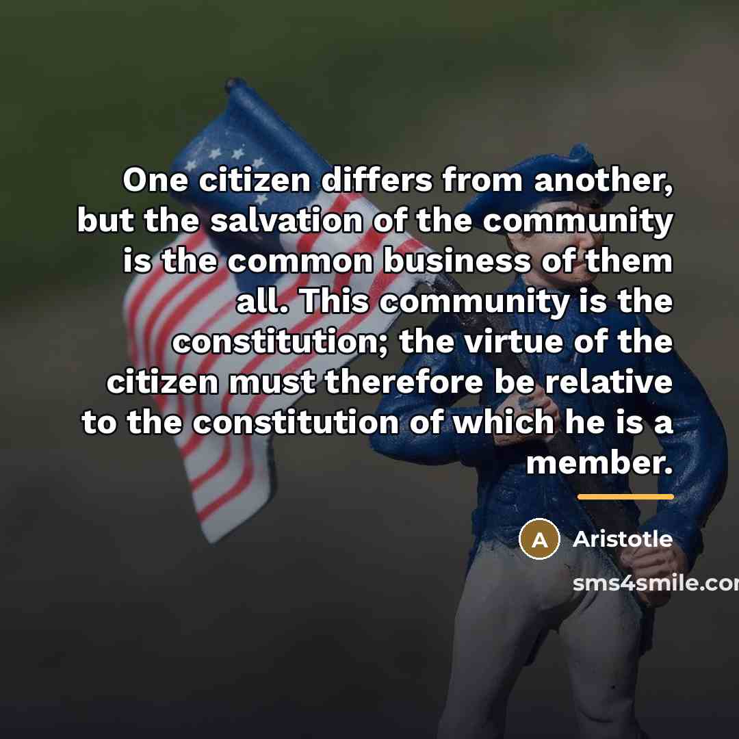 “One citizen differs from another, but the salvation of the…” quote by Aristotle