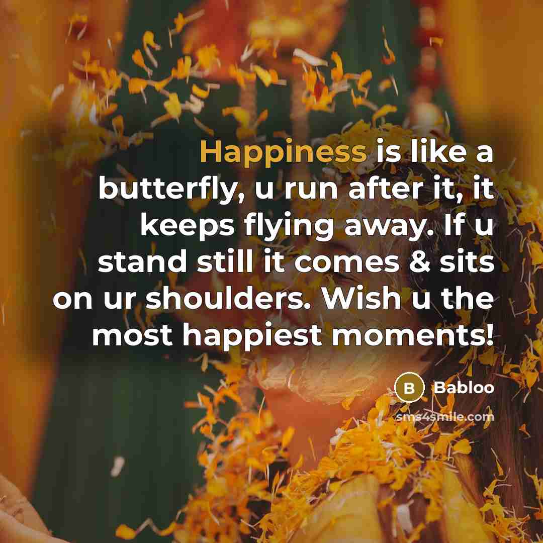 “Happiness is like a butterfly, u run after it, it…” quote by Babloo