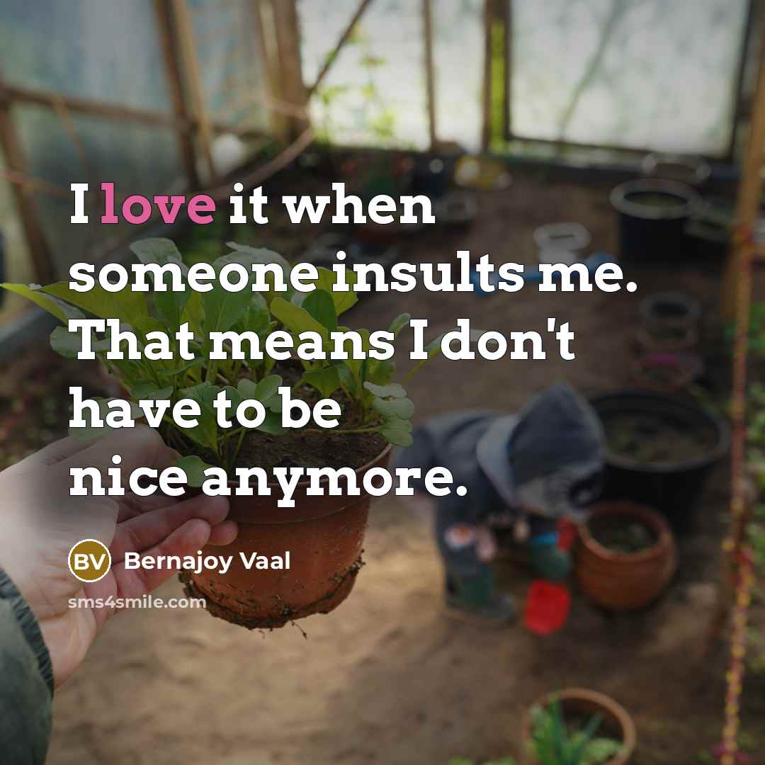 “I love it when someone insults me. That means I…” quote by Bernajoy Vaal