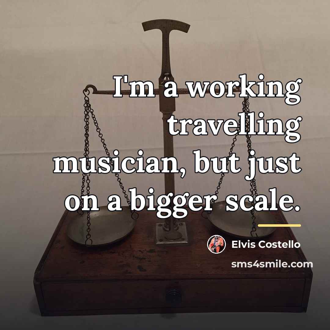 “I'm a working travelling musician, but just on a bigger…” quote by Elvis Costello