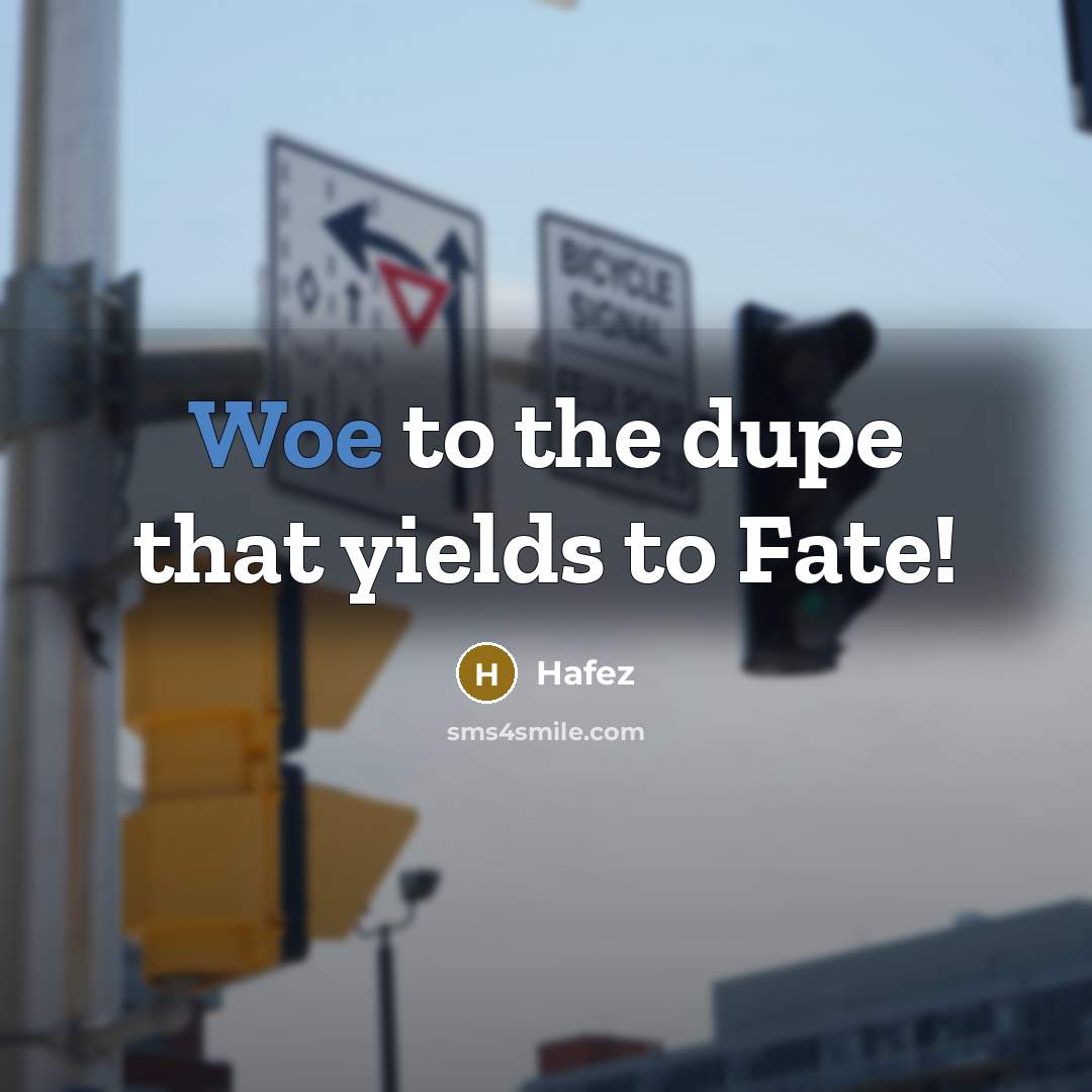 “Woe to the dupe that yields to Fate!…” quote by Hafez