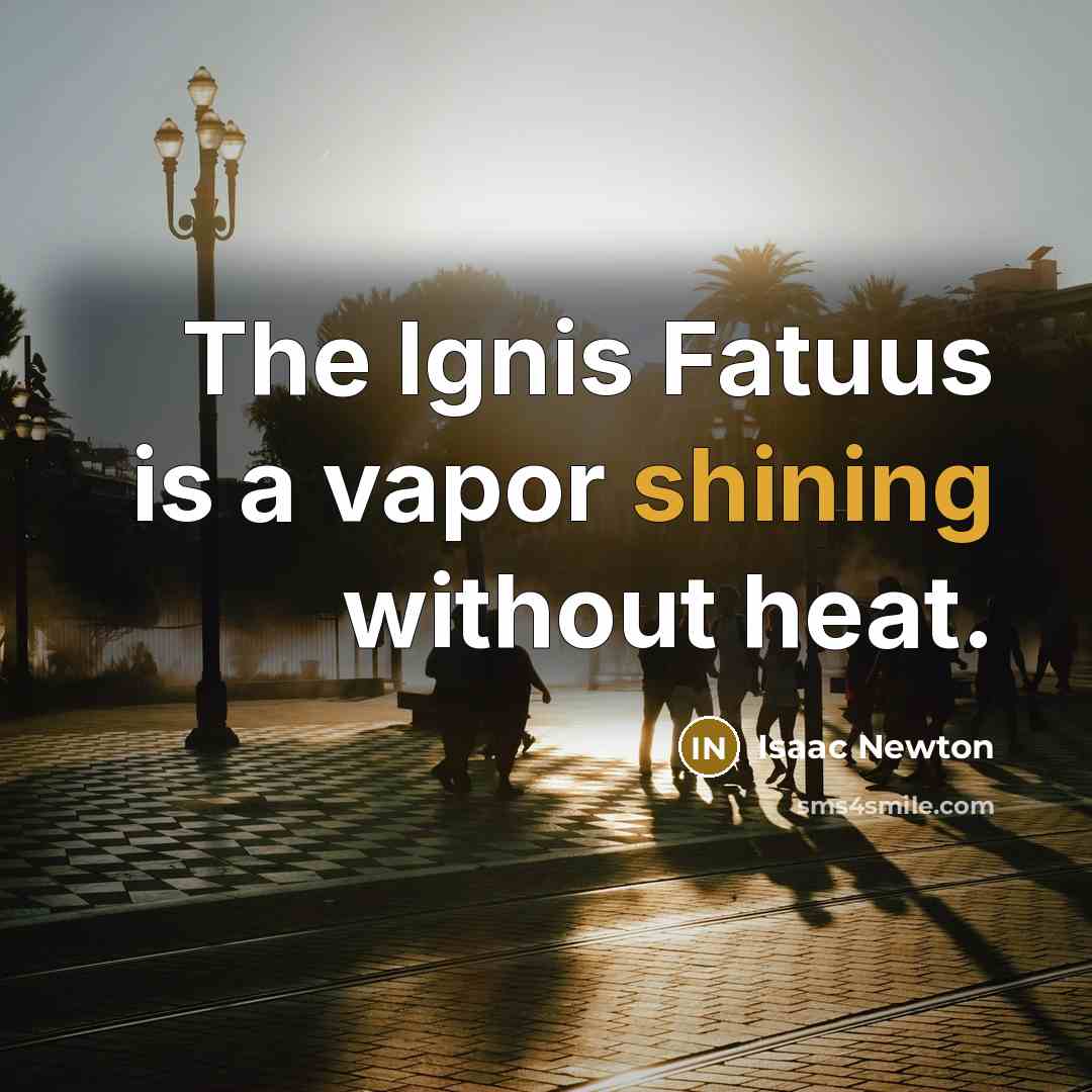 “The Ignis Fatuus is a vapor shining without heat.…” quote by Isaac Newton