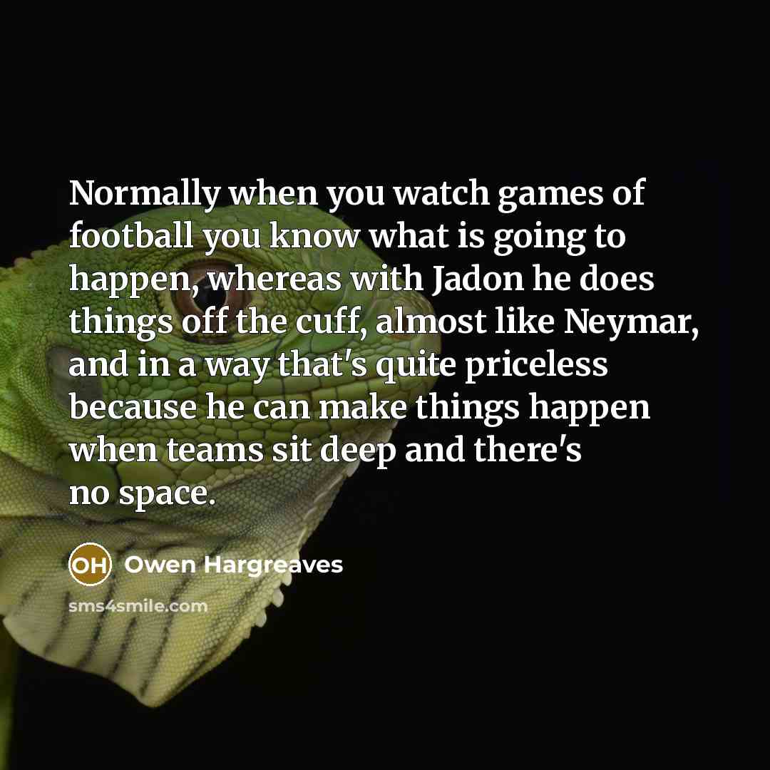 “Normally when you watch games of football you know what…” quote by Owen Hargreaves