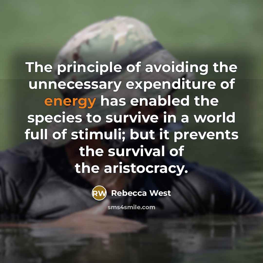 “The principle of avoiding the unnecessary expenditure of energy has…” quote by Rebecca West