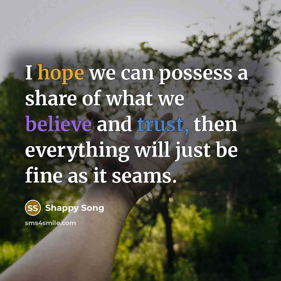 “I hope we can possess a share of what we believe and trust, then everything will just be fine as it seams.” quote by Shappy Song