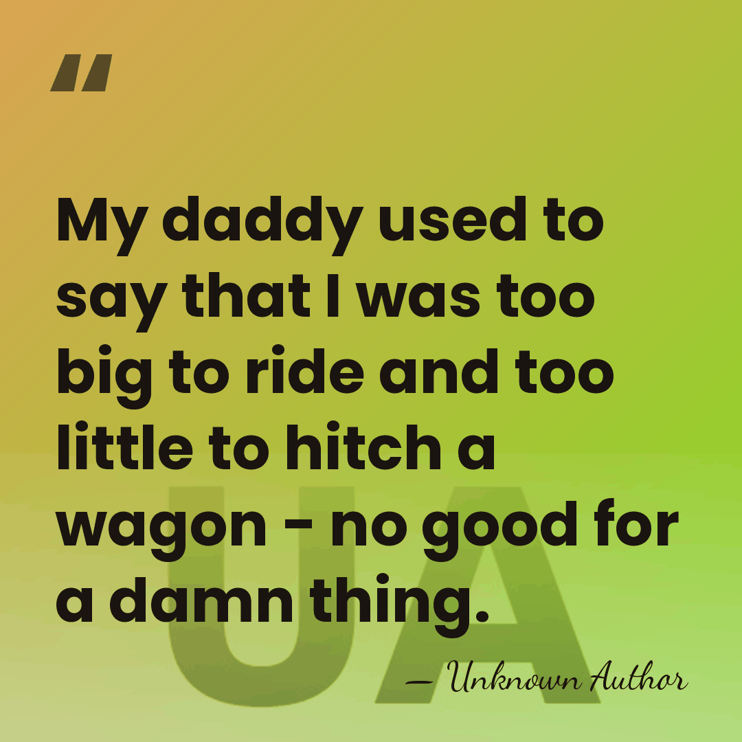 My daddy used to say that I was too big to ride&hellip; - Unknown Author