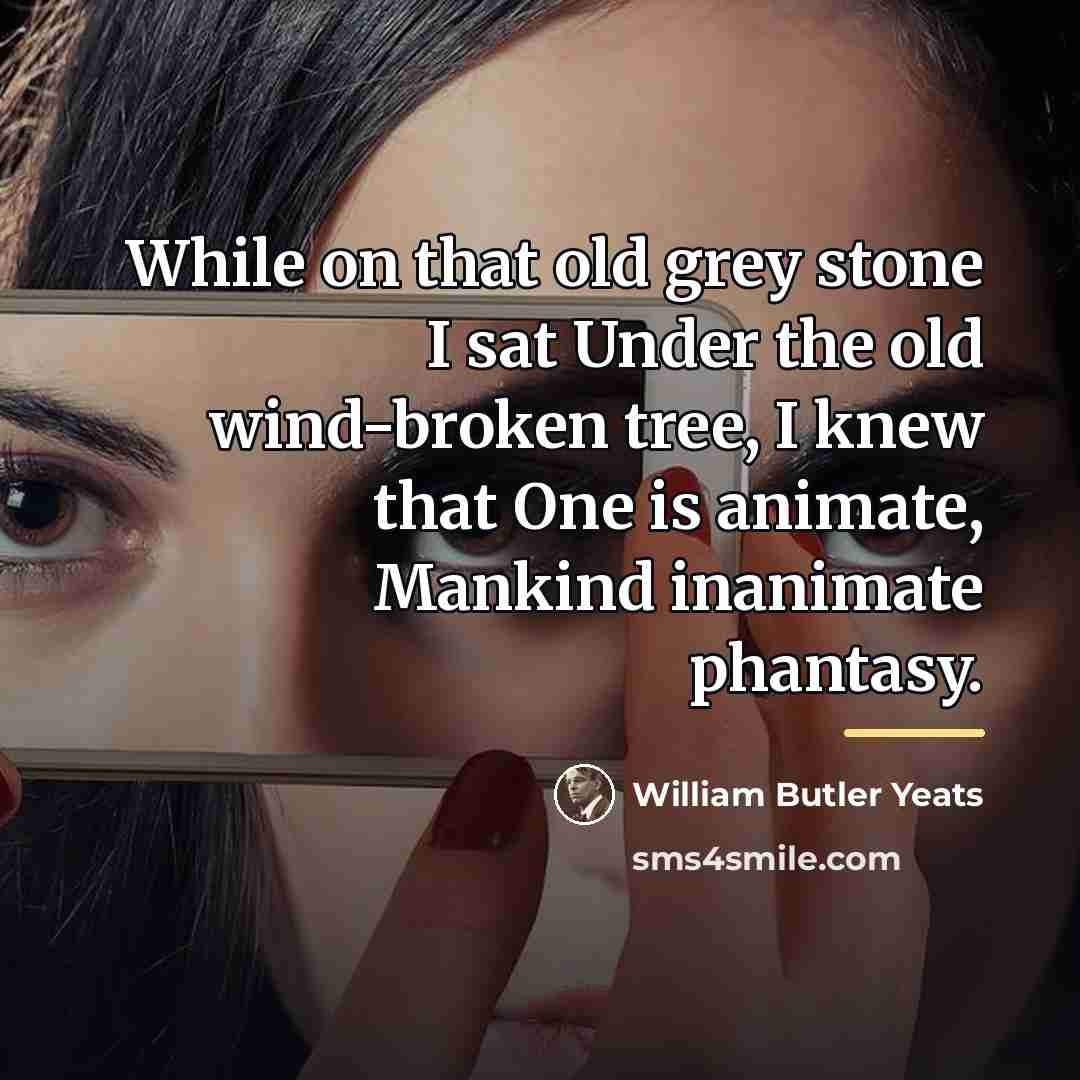 “While on that old grey stone I sat Under the…” quote by William Butler Yeats