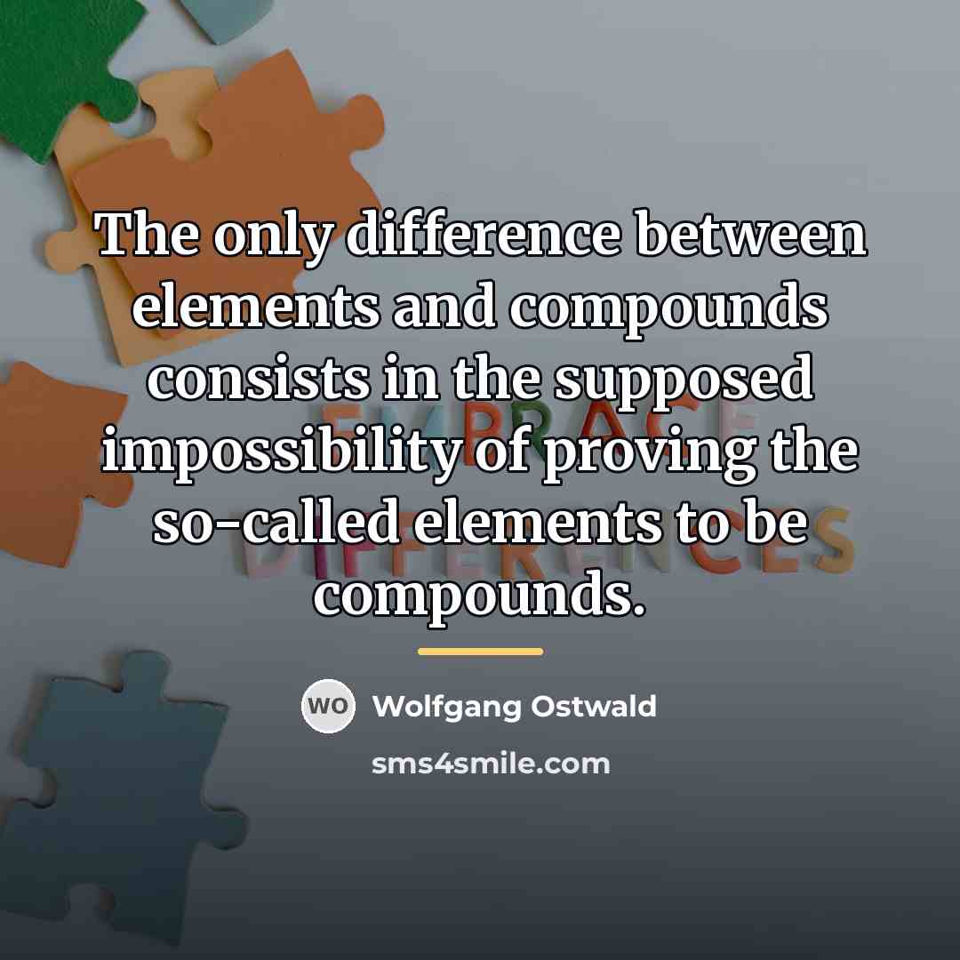 “The only difference between elements and compounds consists in the…” quote by Wolfgang Ostwald